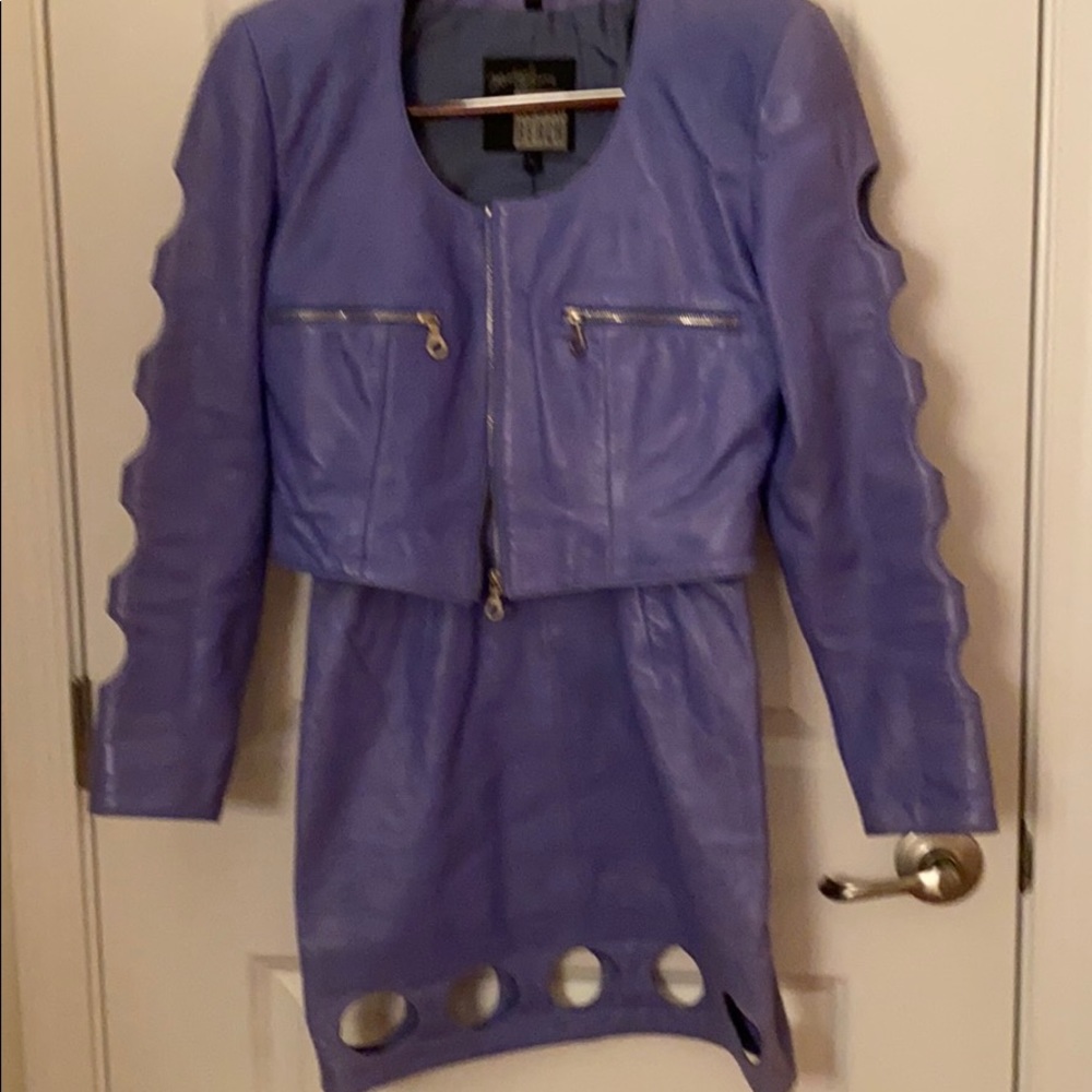 2 piece leather dress and jacket